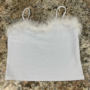 White Fuzzy Crop Top